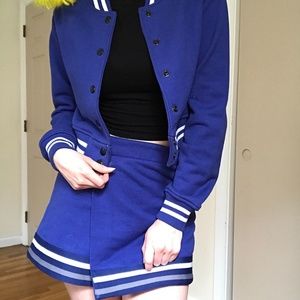 AA | Varsity Terry Cropped Jacket & Skirt Set